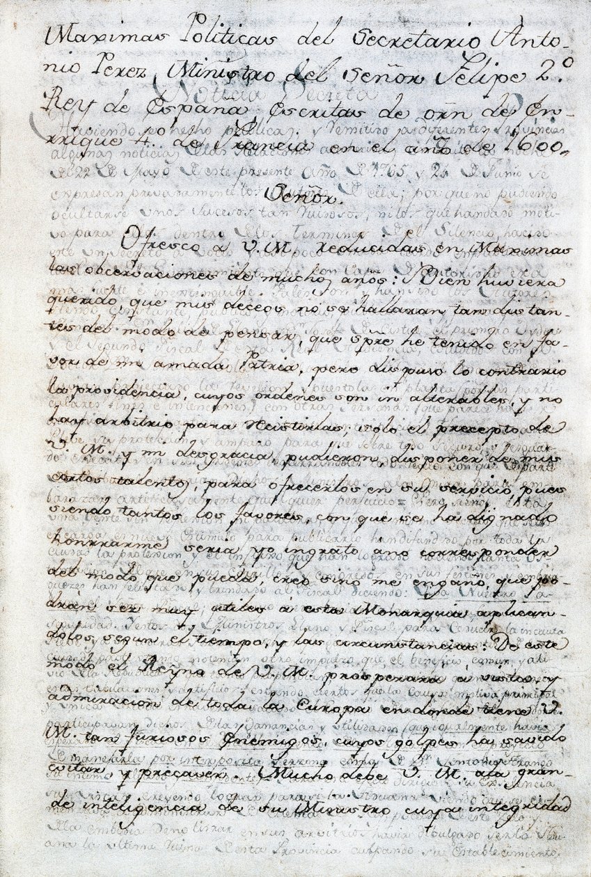 Written political by Antonio Perez, Spanish politics secretary of King Philip II of Spain by Anonymous Anonymous