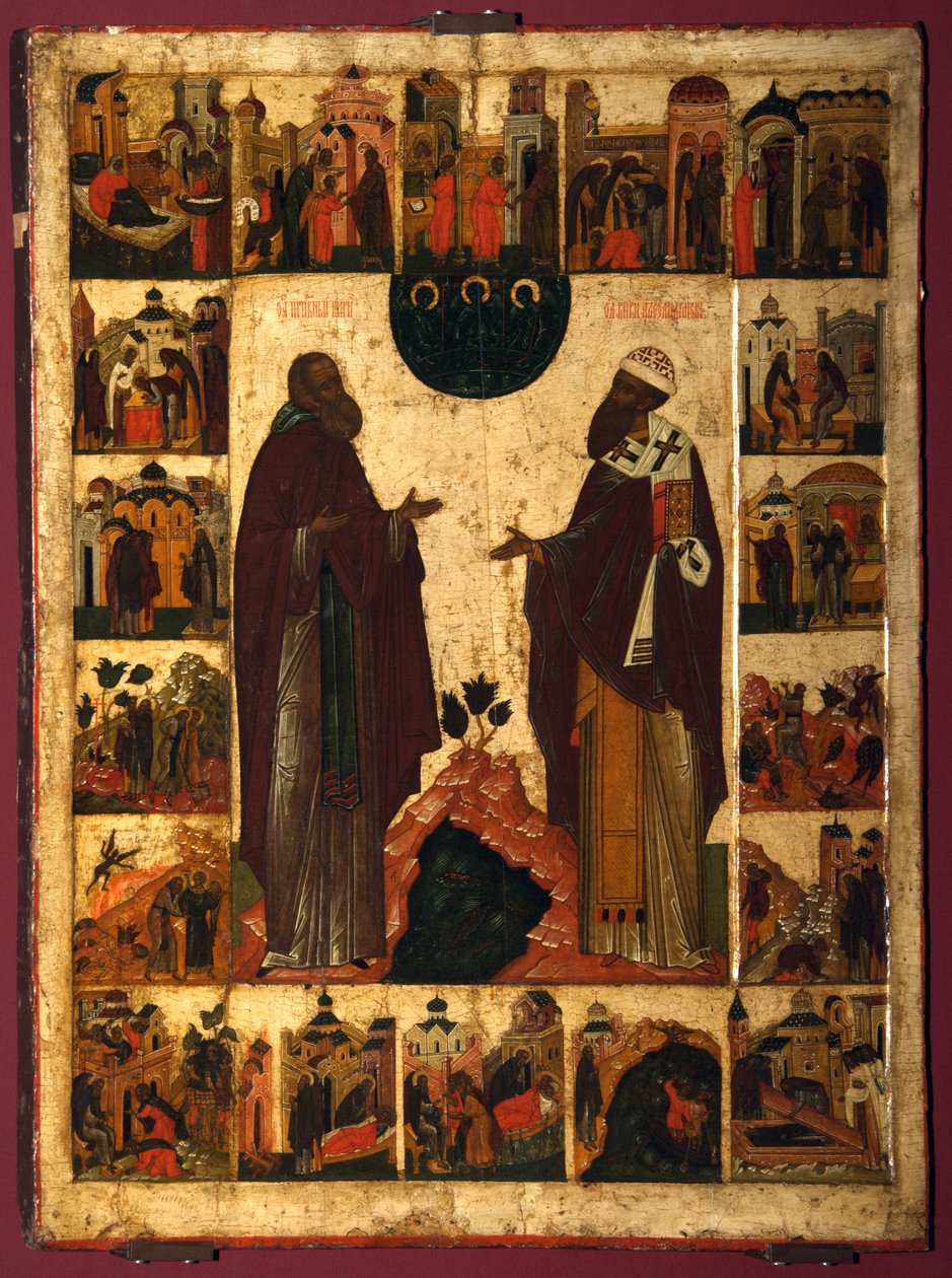 Saint Cyril of White Lake and Saint Cyril of Alexandria by Anonymous Russian icon painter
