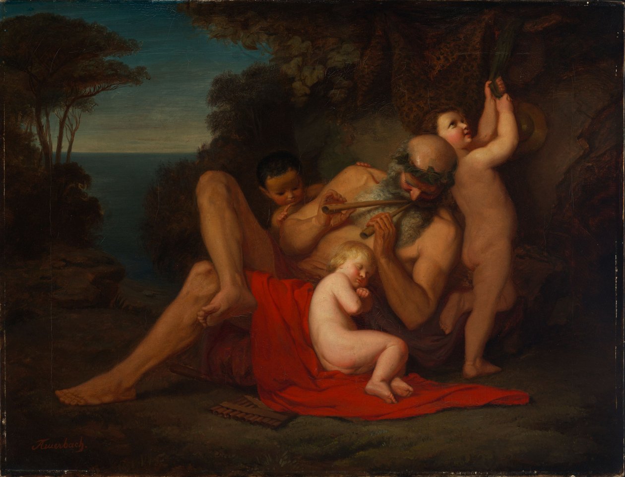 Sileni with Sleeping Bacchus Boy by Anselm Feuerbach