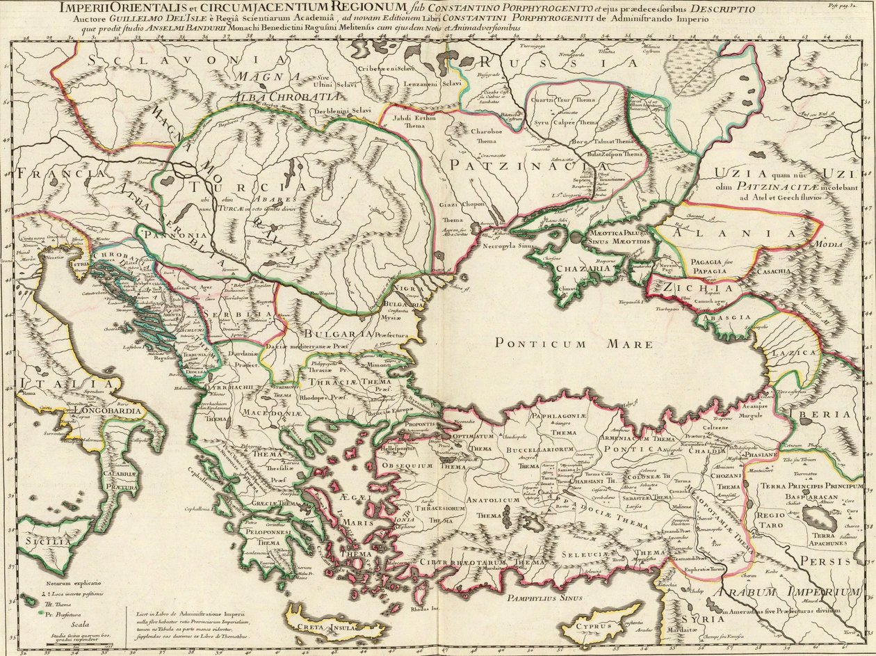Map of the Eastern Roman Empire and Adjacent Regions During the Time of Constantine VII Porphyrogennetos and His Predecessors (8th-9th Centuries) by Anselmo Maria Banduri