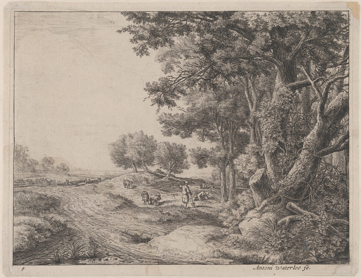 A Peasant with a Shovel by Anthonie Waterloo
