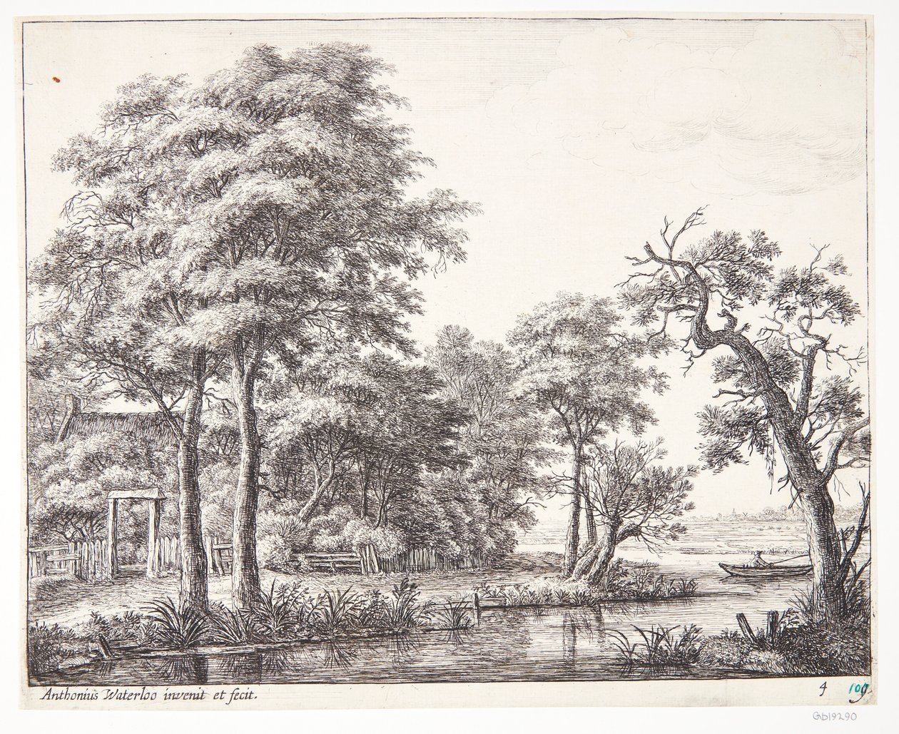 Flood Landscape with Man in a Dinghy by Anthonie Waterloo