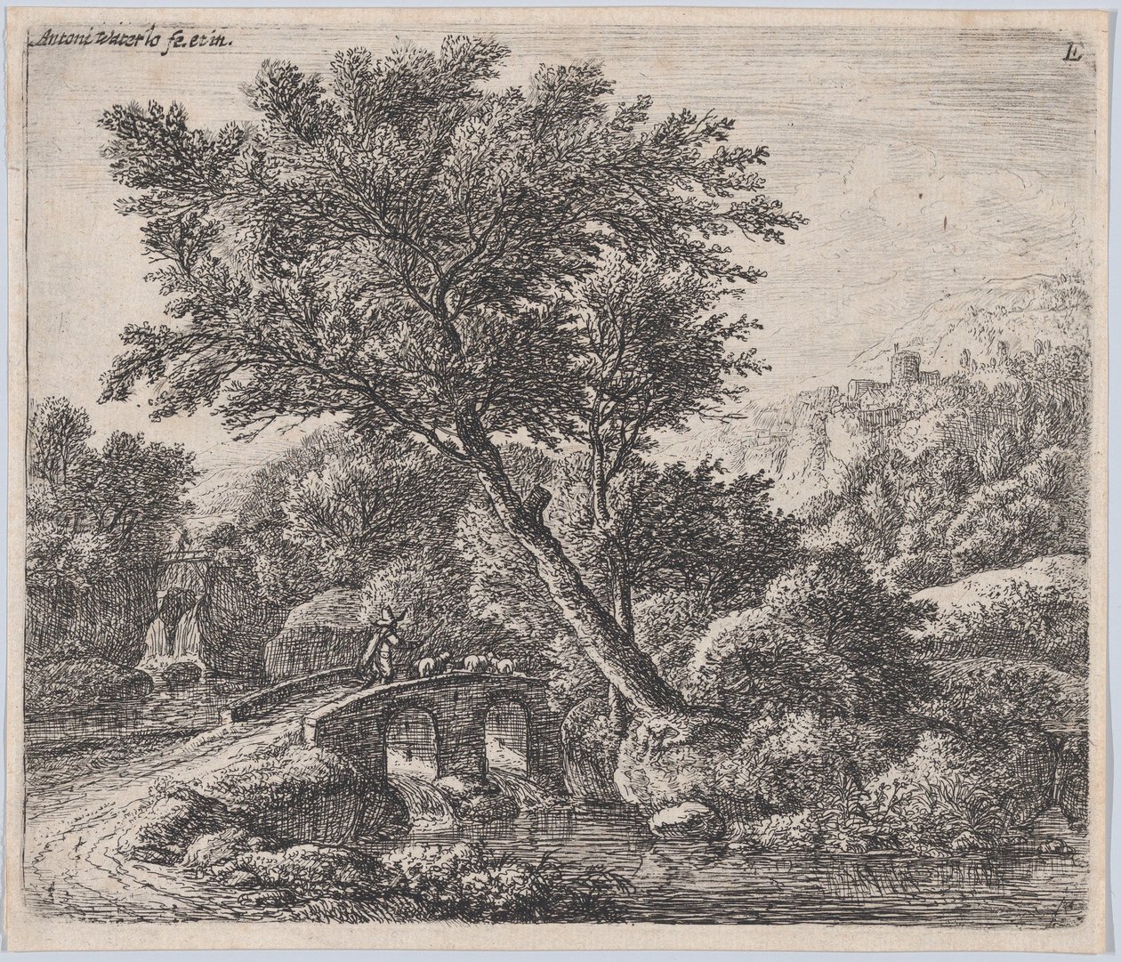 Shepherd on a Small Bridge, 17th century by Anthonie Waterloo
