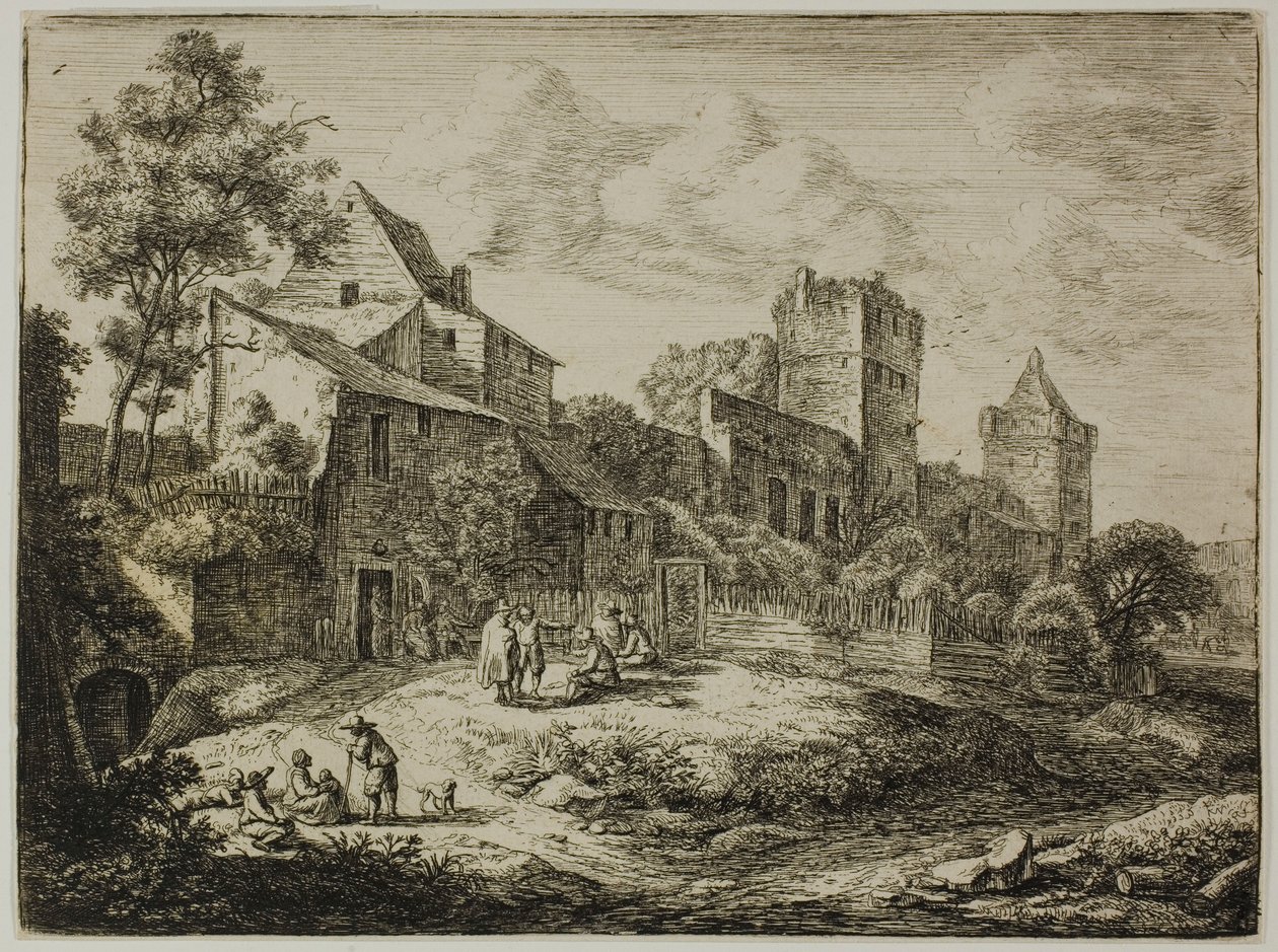 The Yard in front of the Inn, from Twelve Landscapes by Anthonie Waterloo