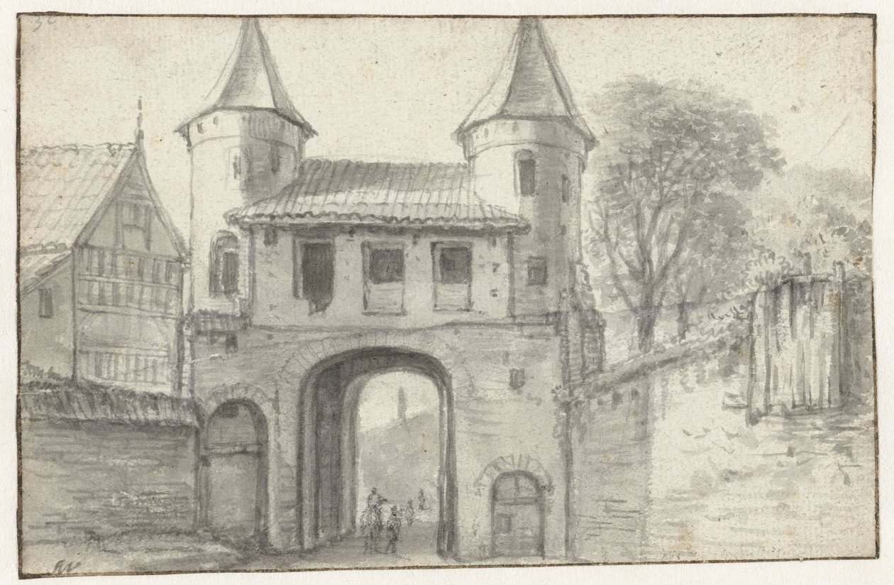 City Gate in Hamburg (?), Seen from the Inside by Anthonie Waterloo
