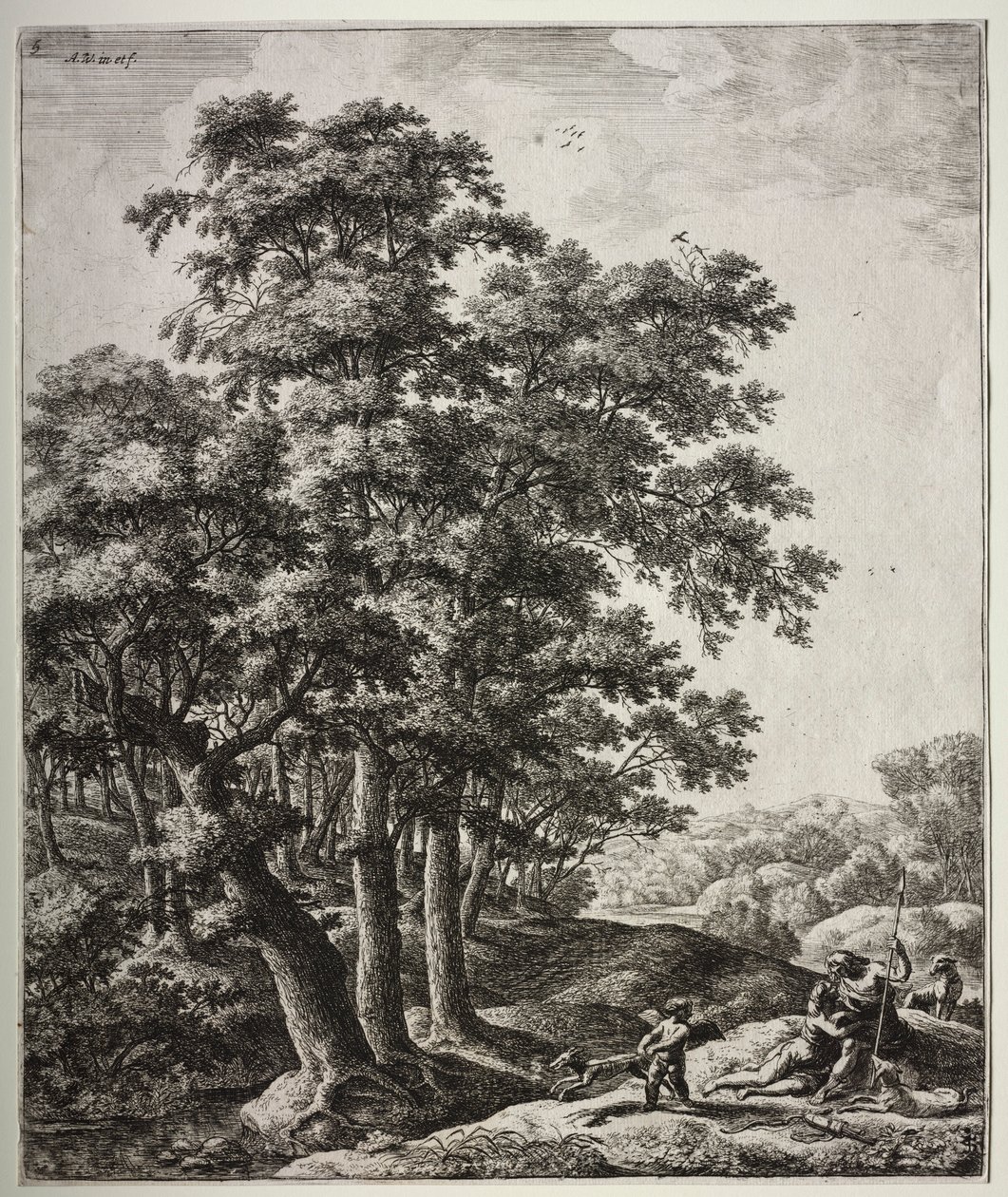 Venus and Adonis by Anthonie Waterloo