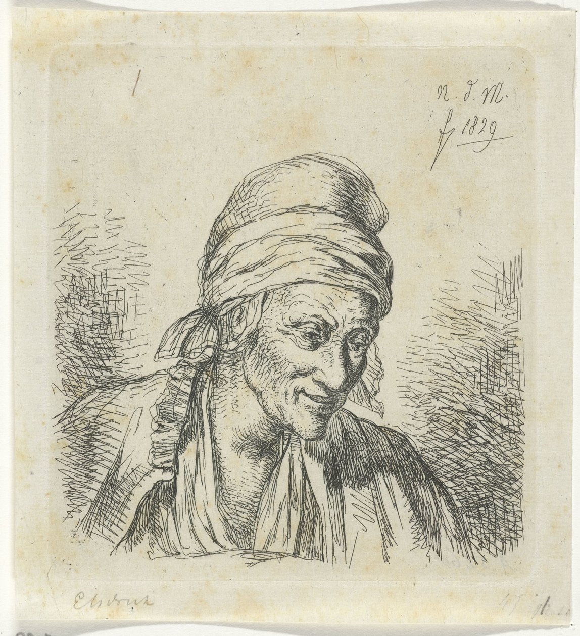 Old Woman Facing Right by Anthonie Willem Hendrik Nolthenius de Man