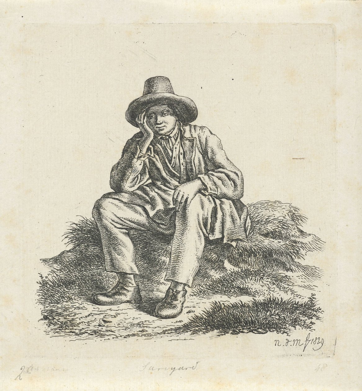 Seated Man Supporting His Head by Anthonie Willem Hendrik Nolthenius de Man