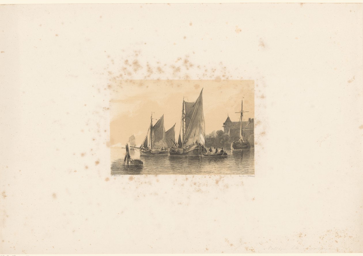 Sailboats on River by Anthonie van Volkom