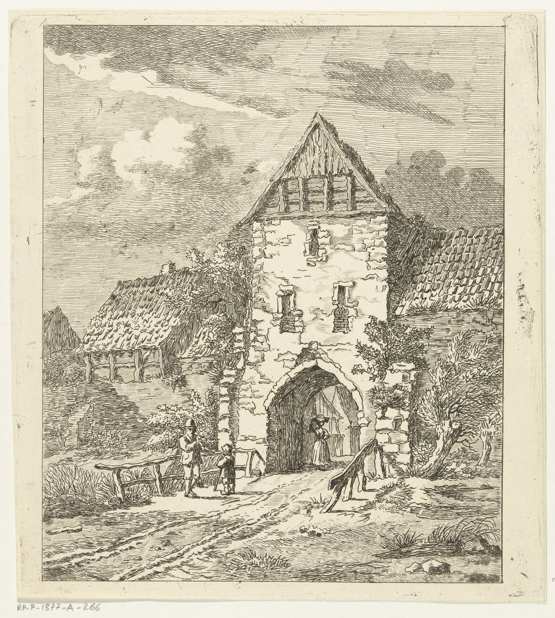 Several Figures by an Old City Gate by Anthonie van den Bos