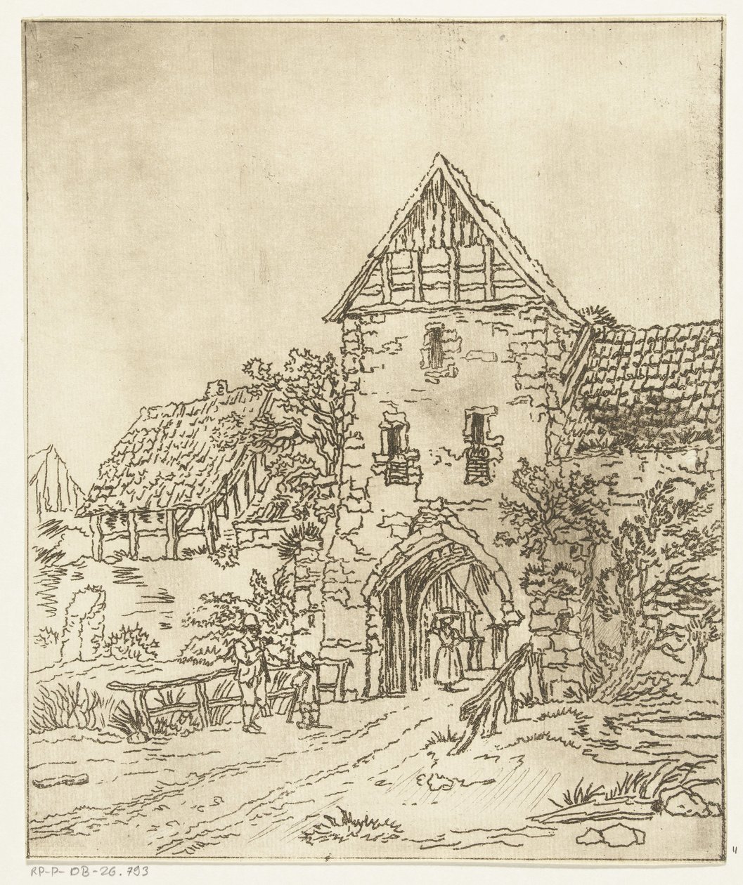 Several Figures by an Old City Gate by Anthonie van den Bos
