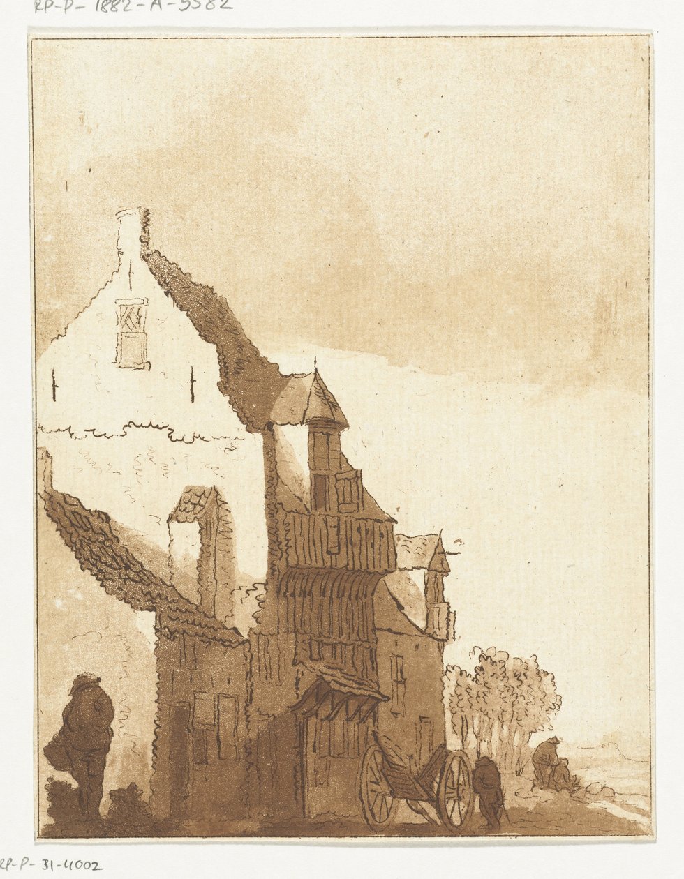 House with Wheelbarrow at the Door by Anthonie van den Bos