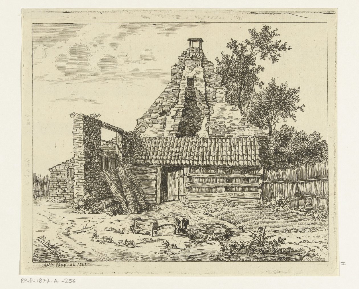 Reed Cutter in Front of the Ruins of the House Snaatburg in Maarssen by Anthonie van den Bos