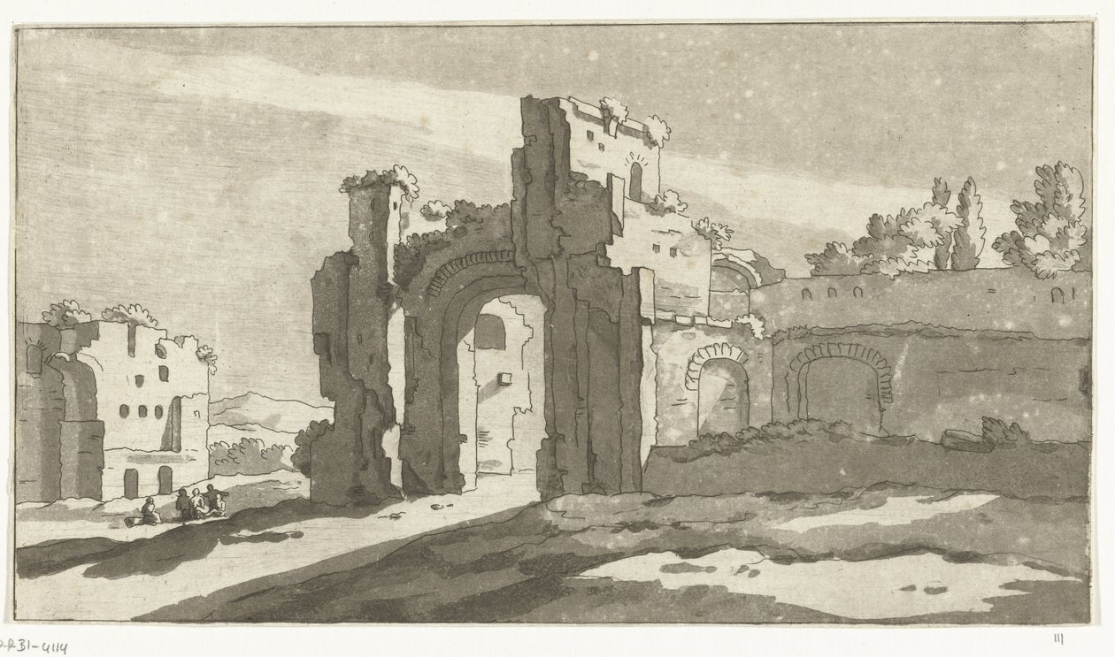 Ruins of the Great Hall of the Baths of Caracalla, Rome by Anthonie van den Bos