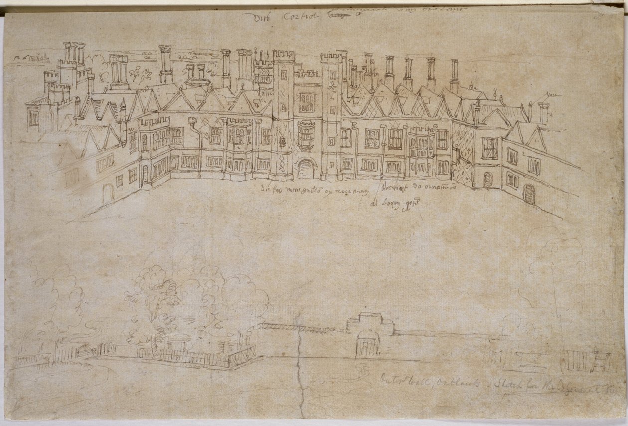 Inner Courtyard and Outer Wall of Oatlands, Richmond Palace, 16th century by Anthonis van den Wyngaerde