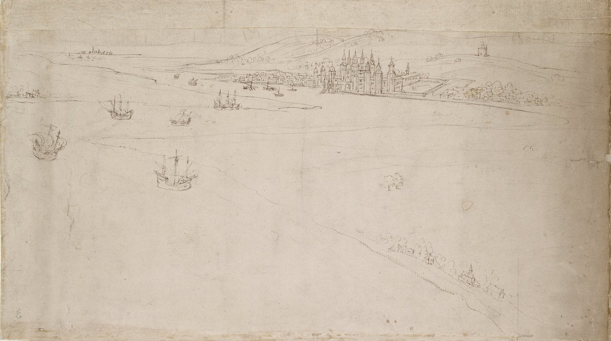 Panorama of London as seen from Southwark: Greenwich, 1554 by Anthonis van den Wyngaerde