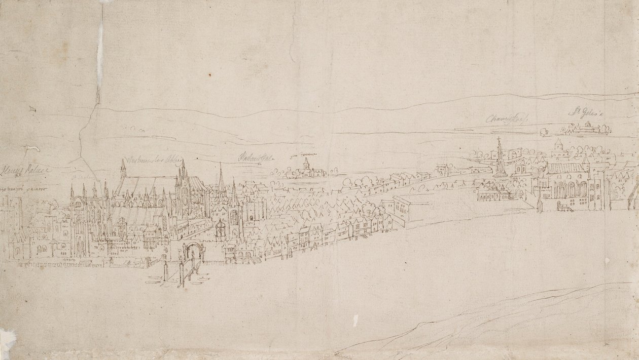 Panorama of London as seen from Southwark: Westminster by Anthonis van den Wyngaerde