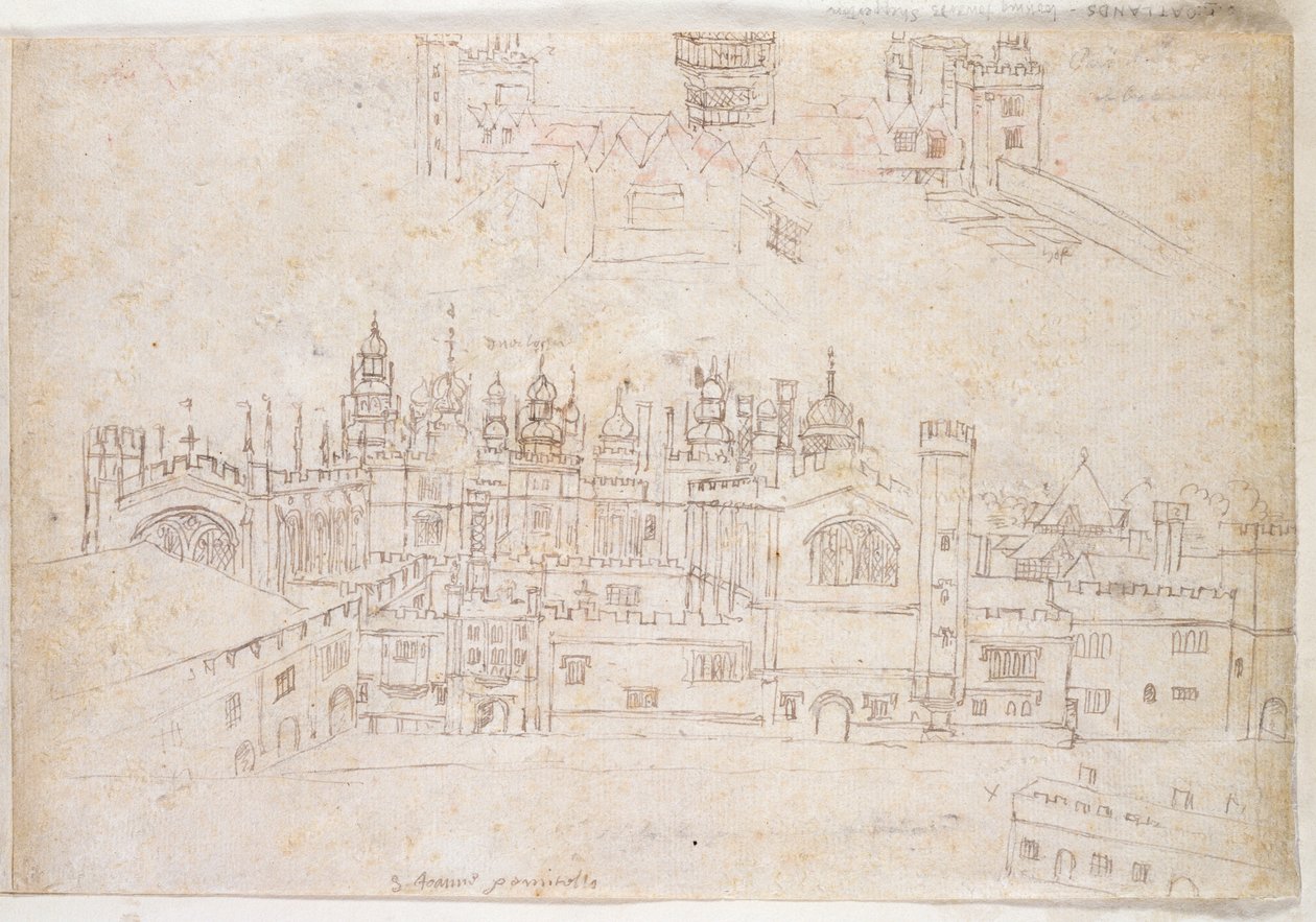 Studies of Palace of Oatlands and Hampton Court by Anthonis van den Wyngaerde