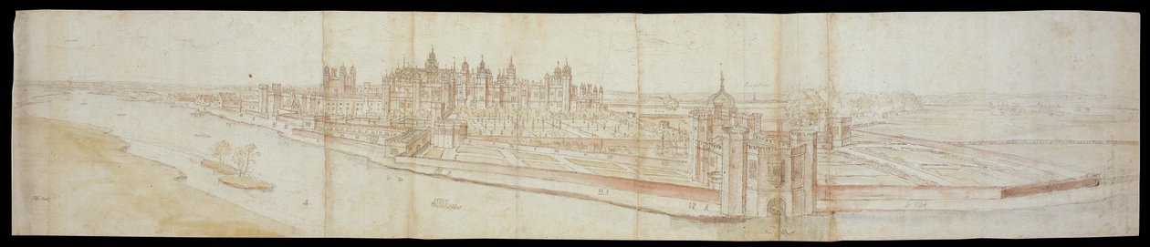 View of Hampton Court Palace from the South, with the River in the Foreground, 1558 by Anthonis van den Wyngaerde
