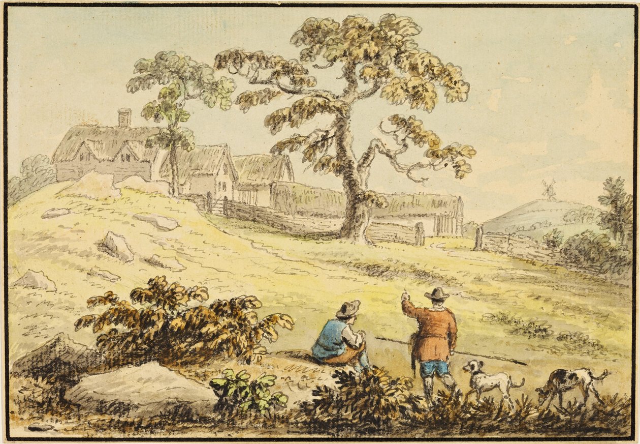 Landscape - Two Figures and a Dog by Anthony Devis