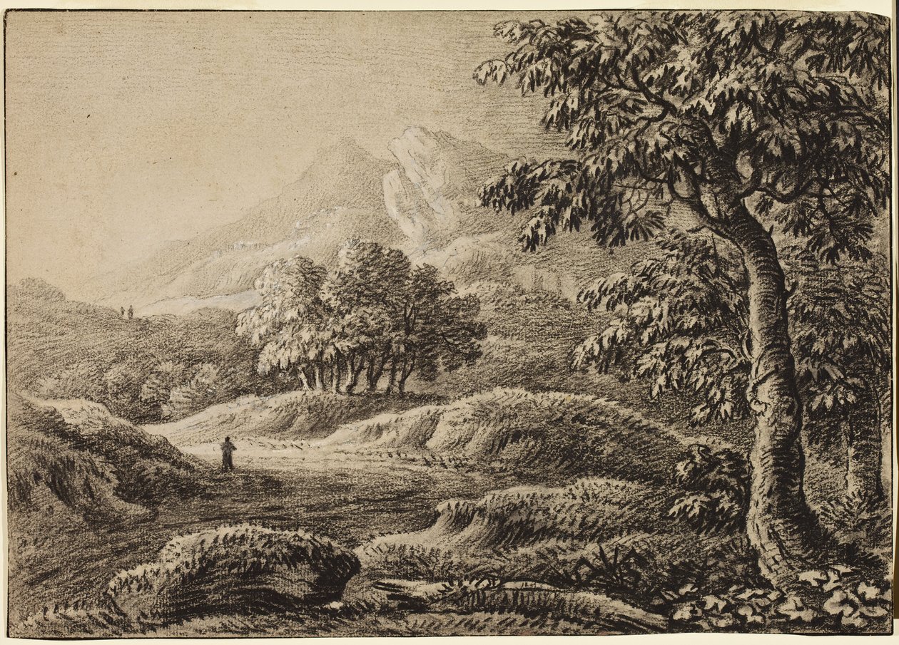Landscape with Snow-Topped Mountains and Three Figures by Anthony Devis