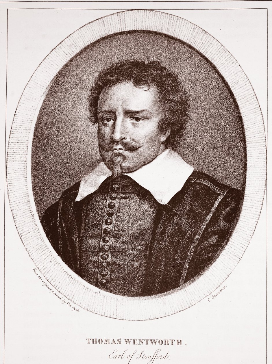 Thomas Wentworth, Earl of Strafford, attributed to C. Fauconnier, engraved by de Langlume by Anthony van Dyck