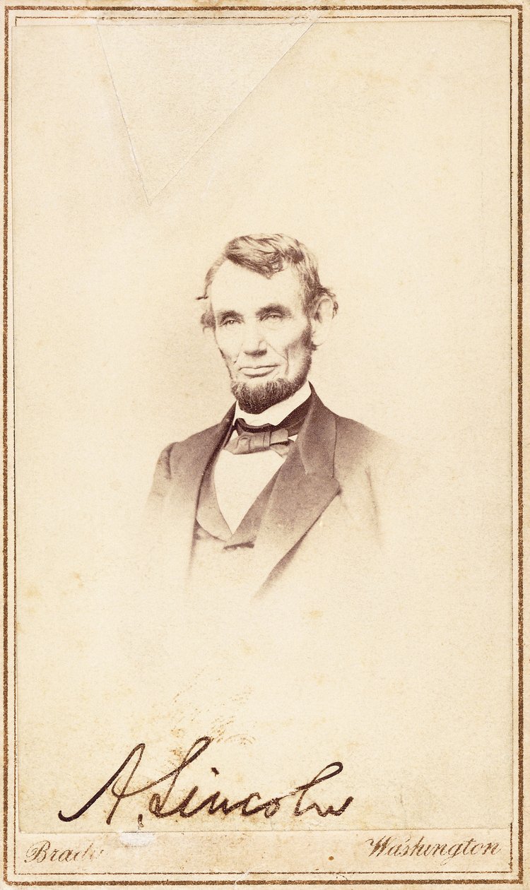 Abraham Lincoln, signed carte-de-visite by Anthony Berger