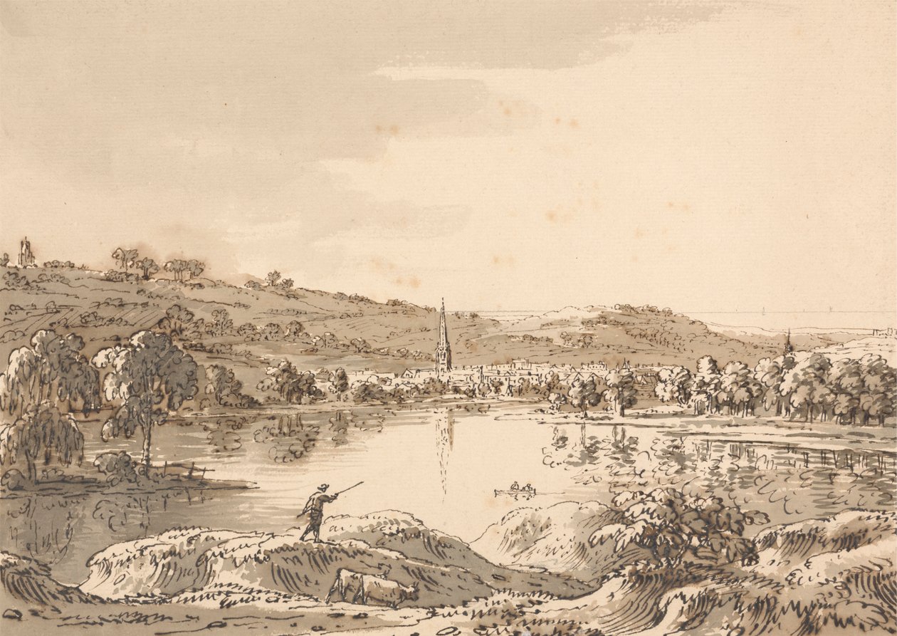 Village Seen from Across a Lake by Anthony Devis