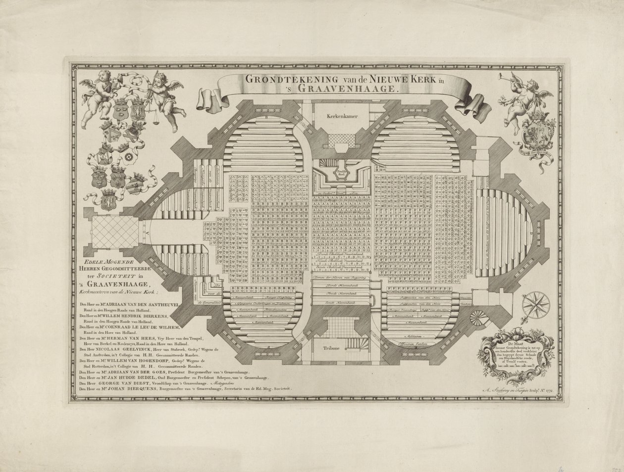 Plan of the New Church in The Hague by Anthony Stechwey