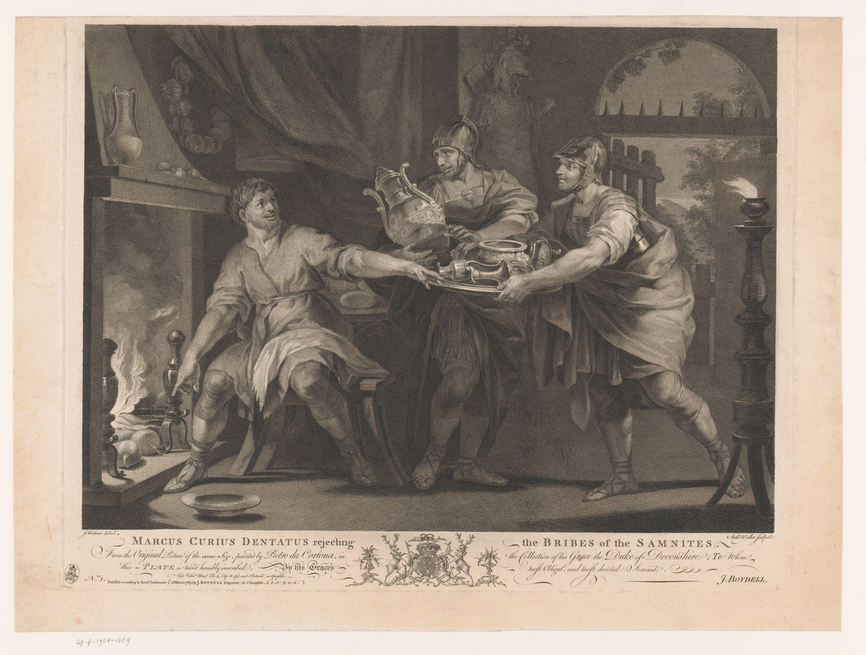 Manius Curius Dentatus Rejecting the Bribes of the Samnites (Seventeenth-Century Paintings from the Devonshire Collection) by Anthony Walker