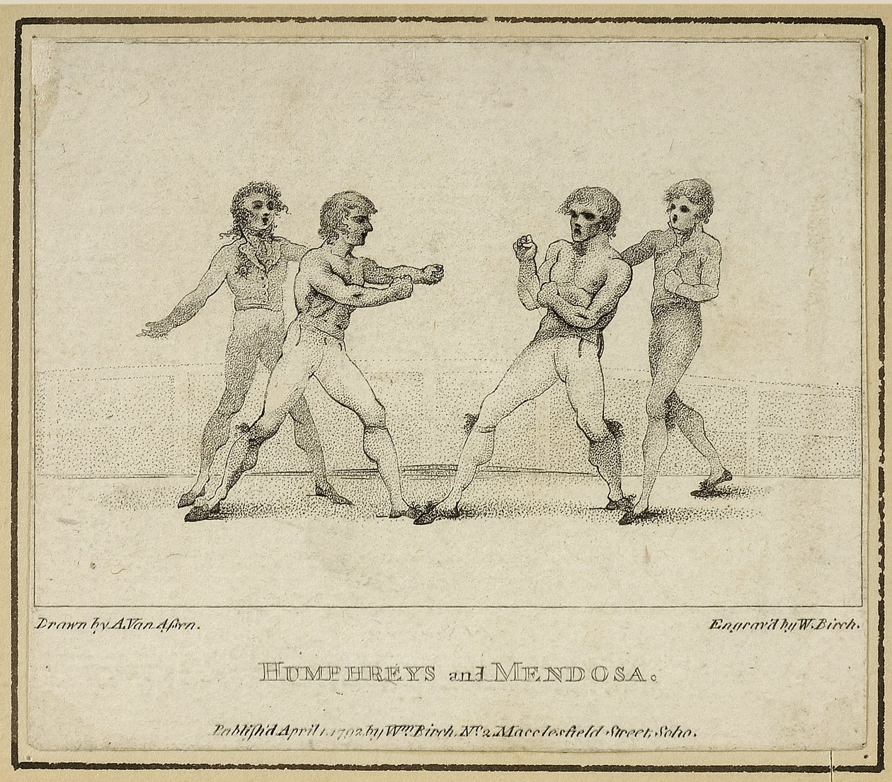 Humphreys and Mendoza (engraved by William Birch, published in 1792) by Anthony van (after) Assen