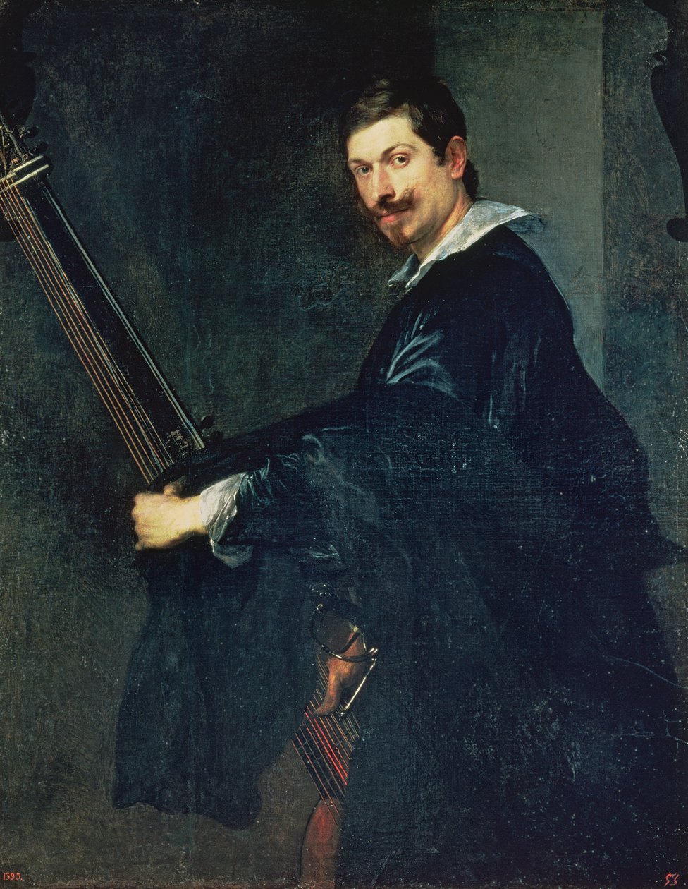 Man with a lute, portrait of the musician Jacob Gaultier, a lutenist at the English court by Anthony van Dyck
