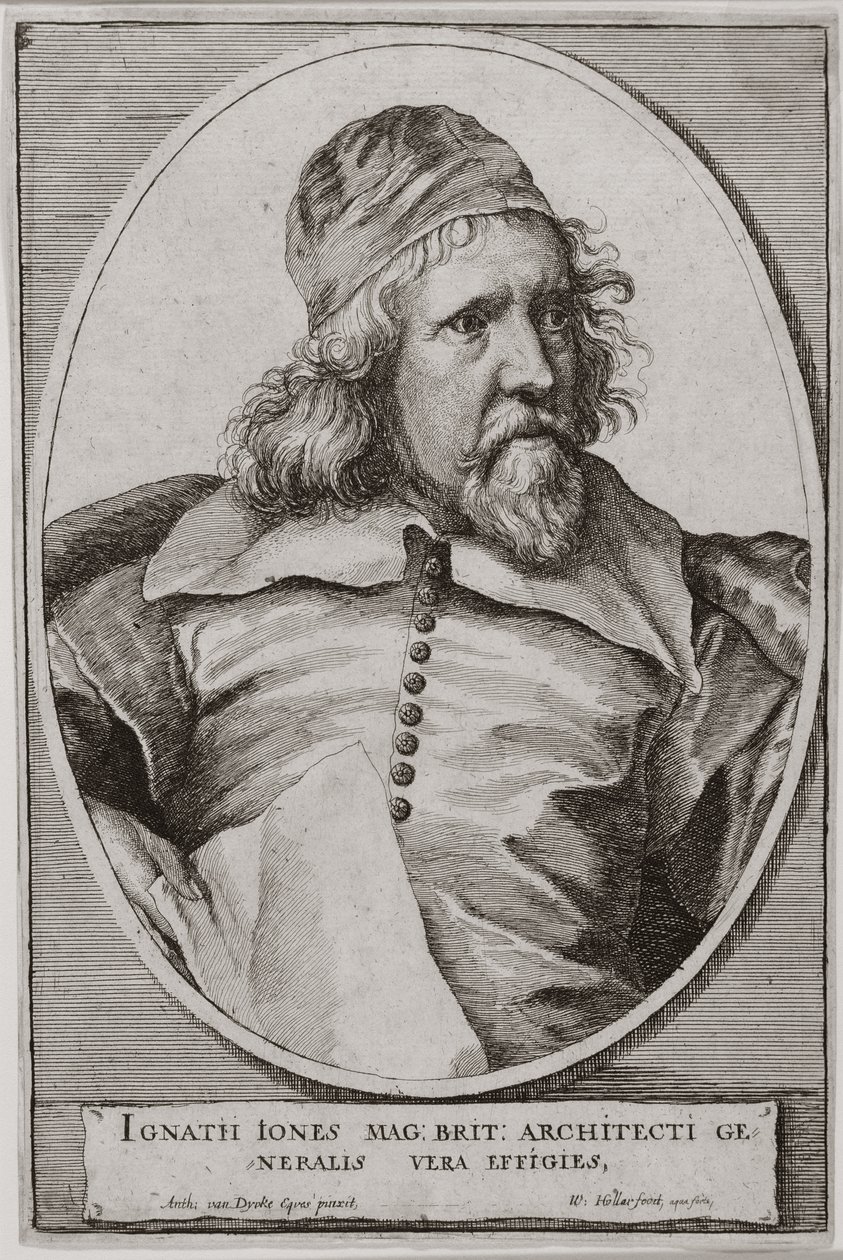 Portrait of Inigo Jones engraved by Wenceslaus Hollar by Anthony van Dyck