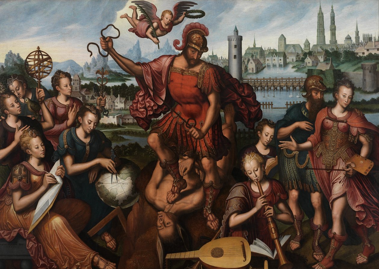 Mars, Surrounded by the Arts and Sciences, Conquers Ignorance by Anthuenis (1536 1613) Claeissins or Claeissens