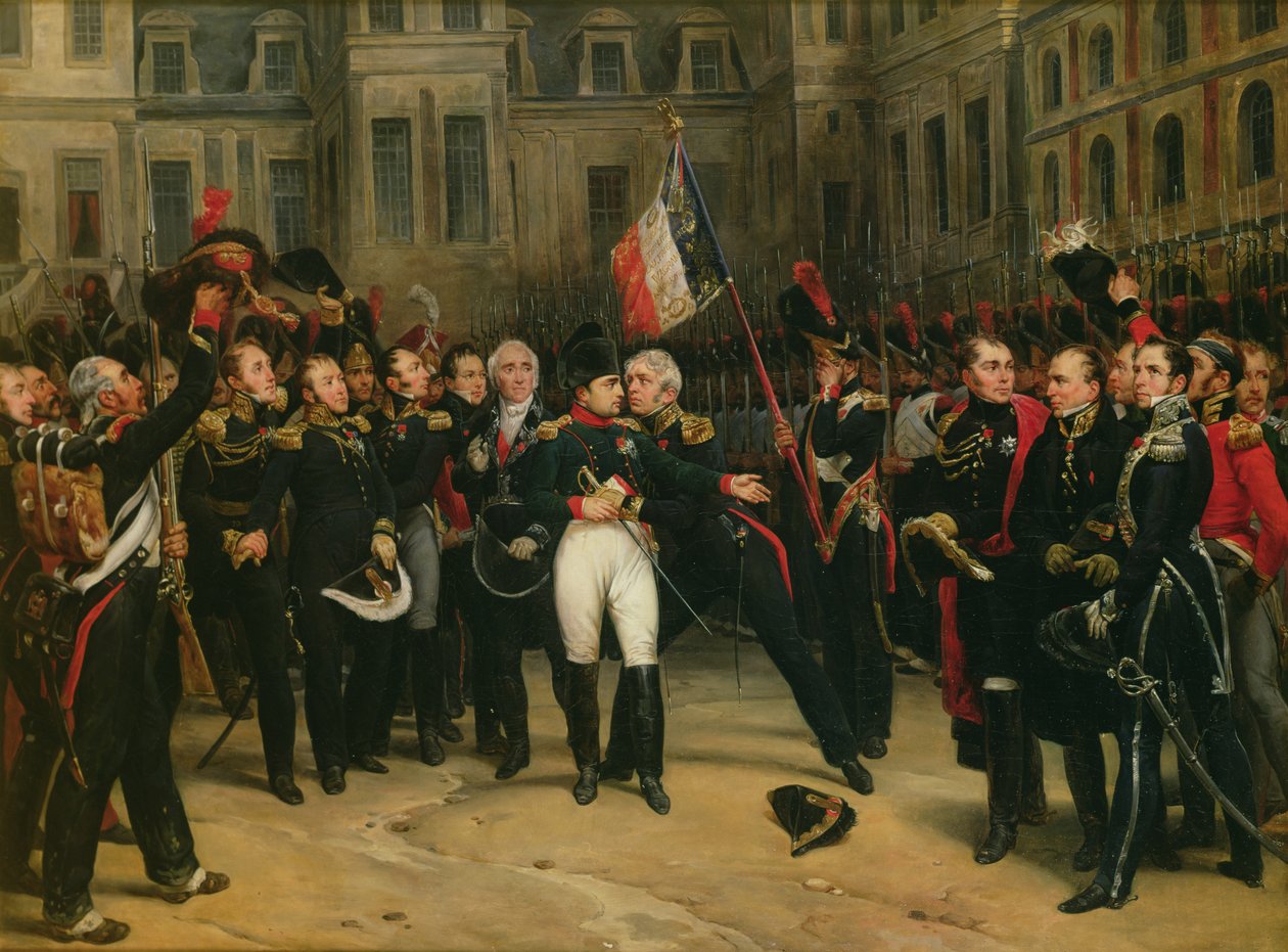 Napoleon I Bidding Farewell to the Imperial Guard in the Cheval-Blanc Courtyard at the Chateau de Fontainebleau, 20th April 1814, 1825 by Antoine Alphonse Montfort