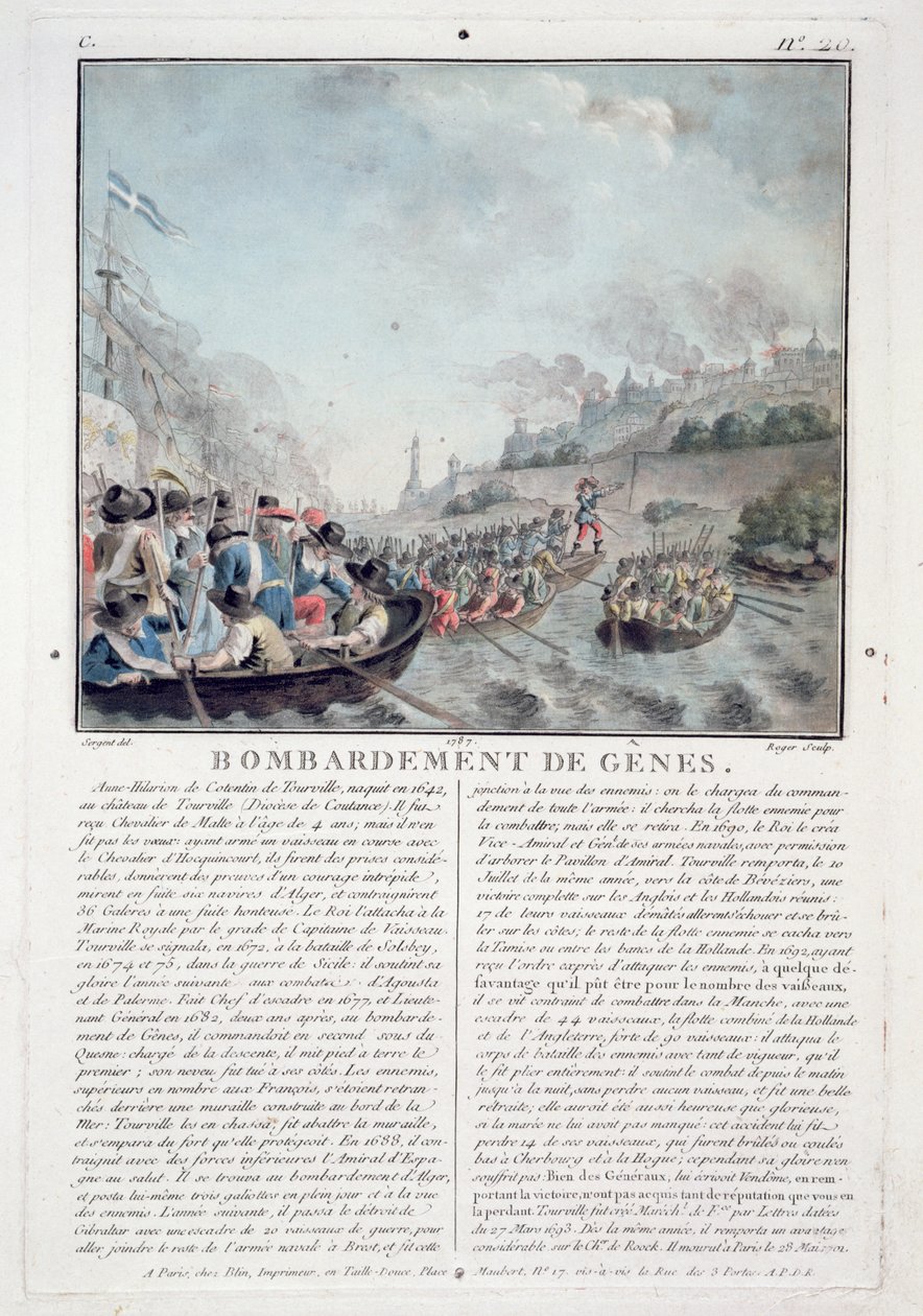 Bombardment of Genoa, 1684, Engraved by Jean Baptiste Morret by Antoine Louis Francois Sergent Marceau