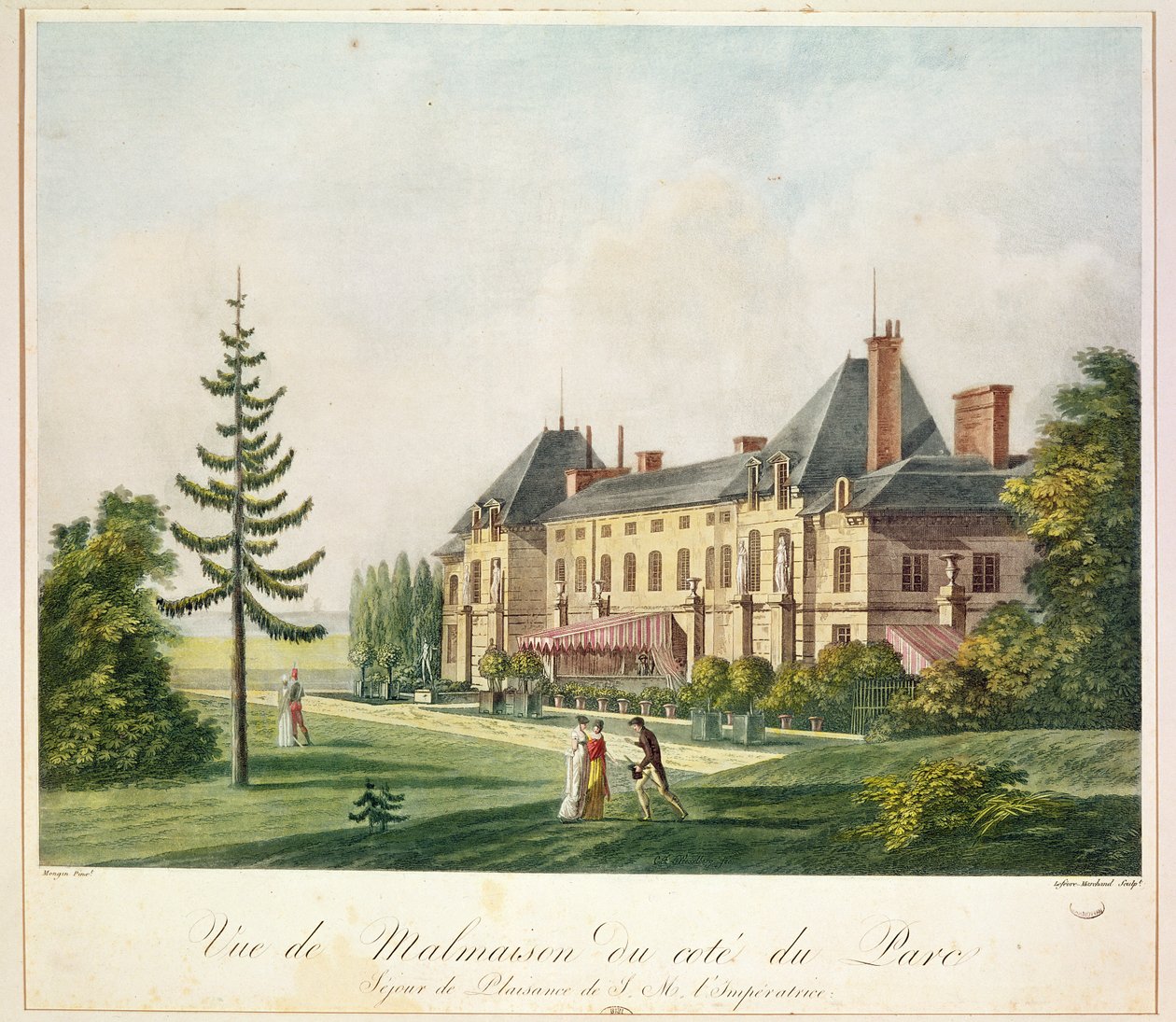 View of Malmaison from the park, engraved by Marchand Lefebvre, c.1790-1810 by Antoine Pierre Mongin