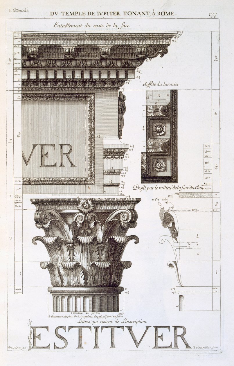 Entablature, Capital and Inscription from the Temple of Jupiter Tonans (The Thunderer), from 