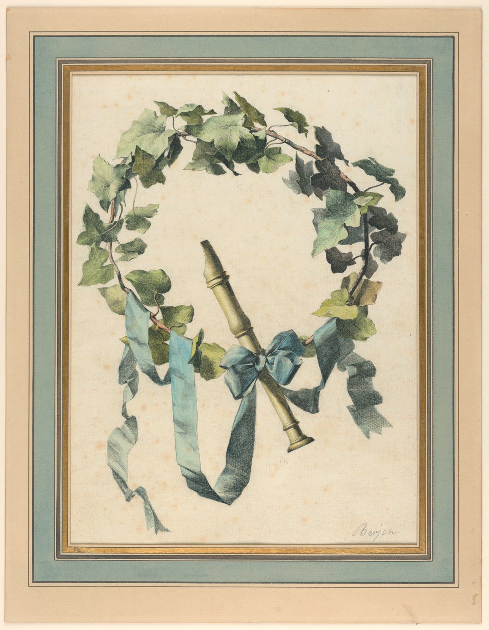 Trophy with Flute, Ivy and Blue Ribbon, 1780–90 by Antoine Berjon