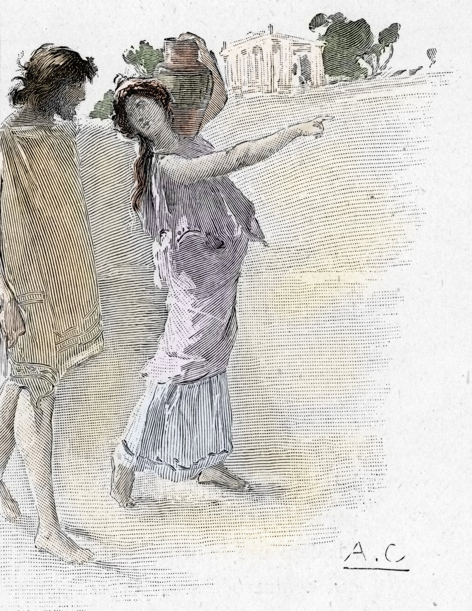 Odyssey by Homer: Odysseus helped by Athena disguised as a young girl arrives to Alcinoos