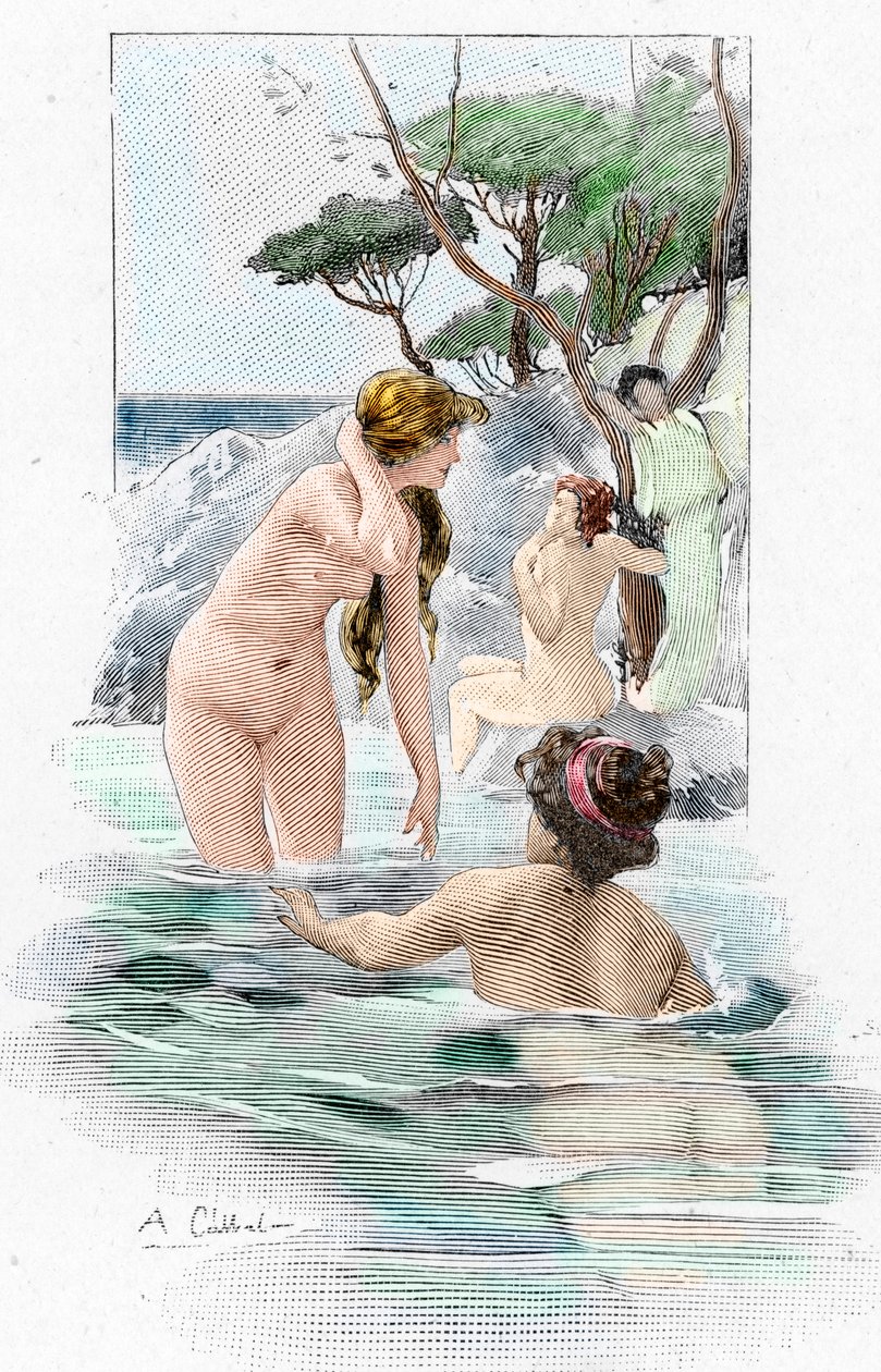 Odyssey of Homer: Nausicaa and Her Handmaidens Washing Clothes in the River, Illustration by Antoine Calbet by Antoine Calbet