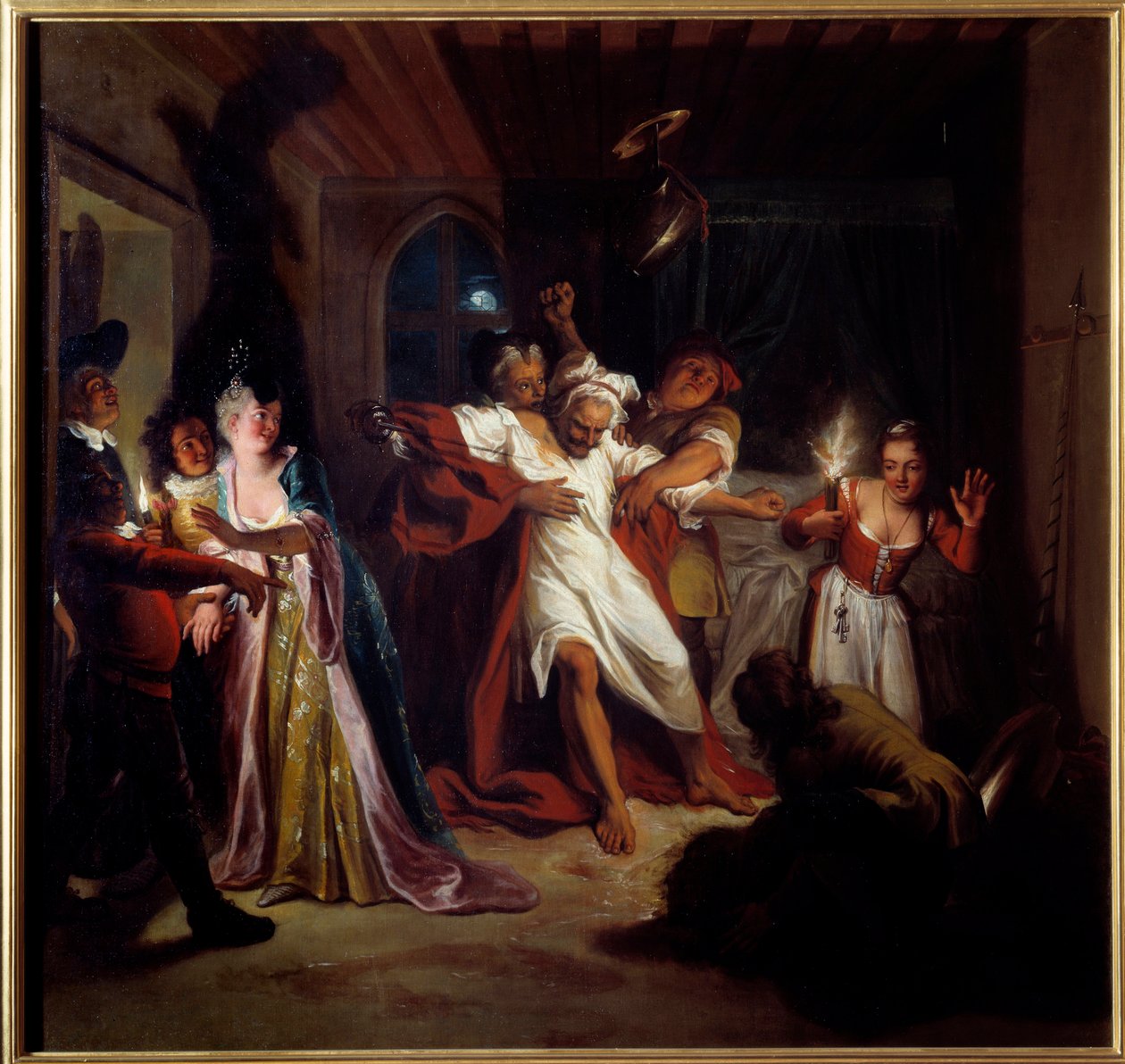 Sleeping Don Quixote fights the skins. 