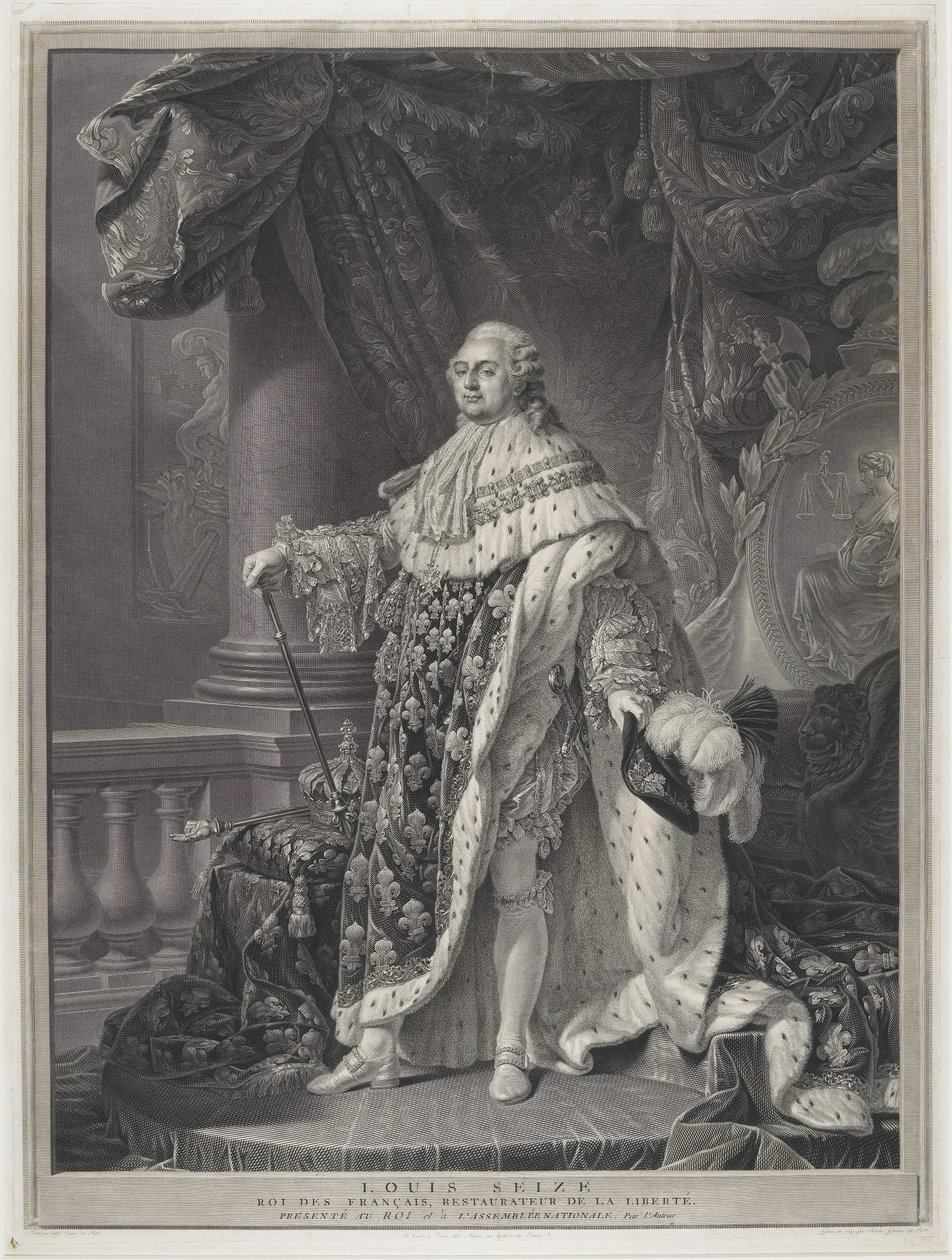 Le Sacre - Portrait of King Louis XVI in Coronation Regalia, engraved by Charles-Clément Bervic (1756-1822) by Antoine Francois (after) Callet