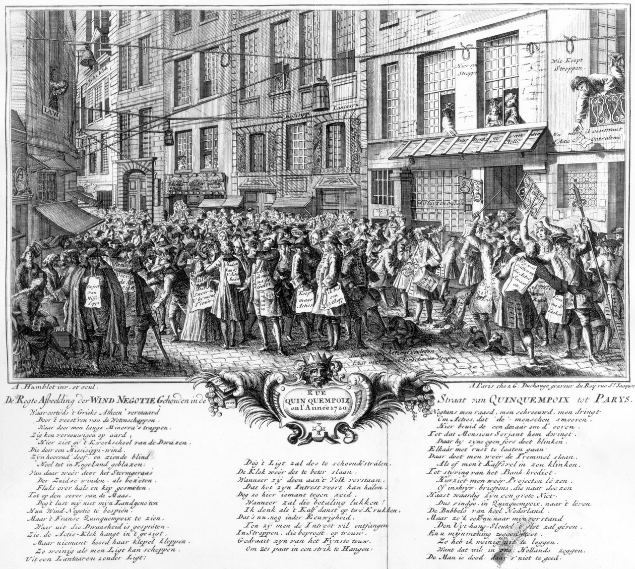 Investors in Front of the Banque Royale Headquarters in the Rue Quincampoix, Paris, 1720 by Antoine Humblot