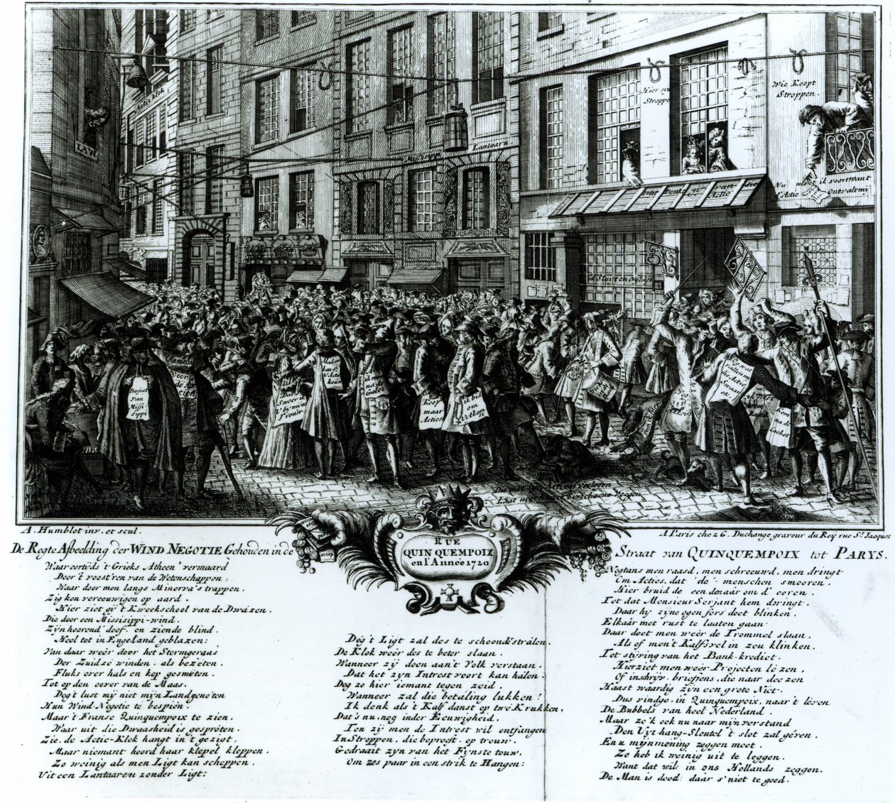 Rue Quinquempoix in 1720 by Antoine Humblot