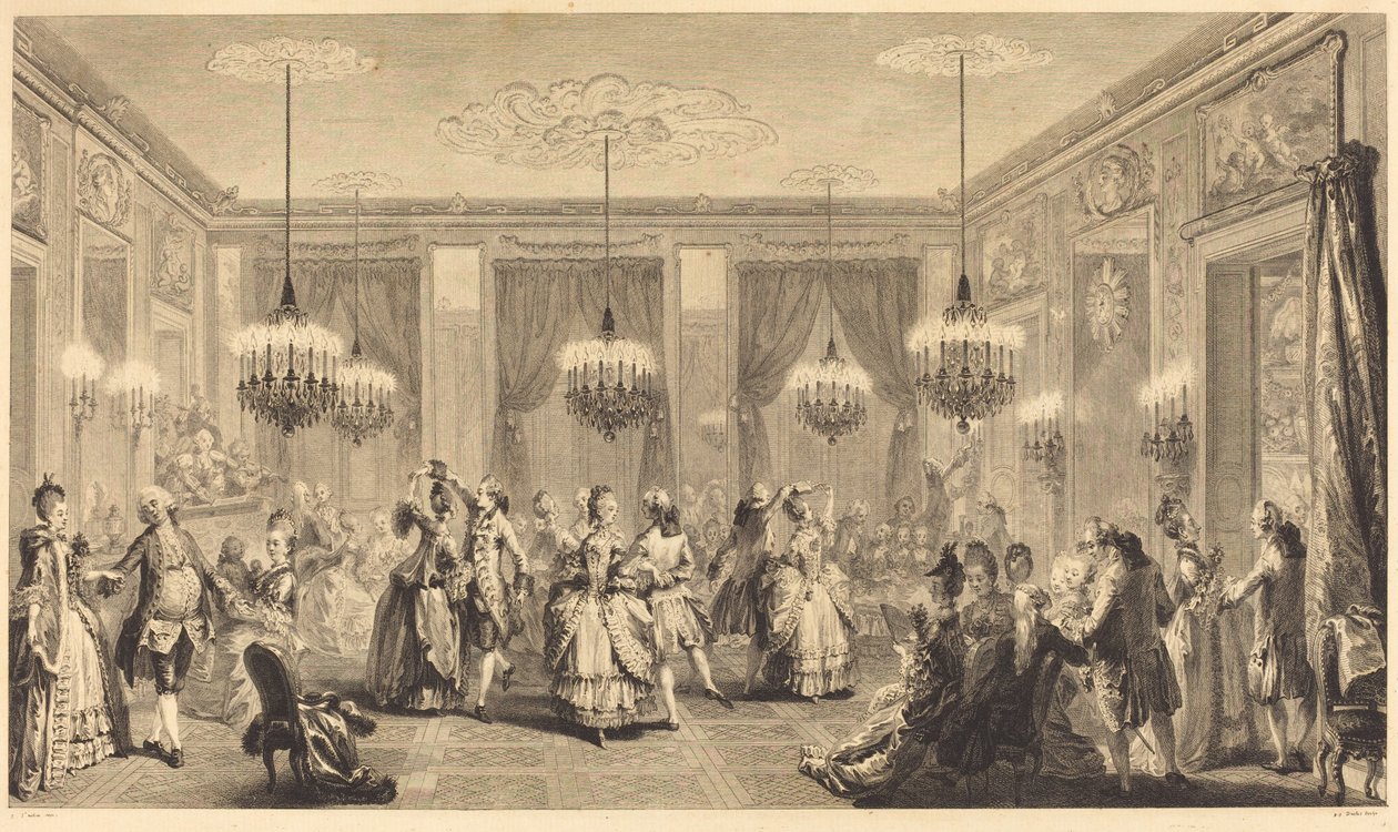The Masked Ball by Antoine Jean Duclos after Augustin de Saint Aubin