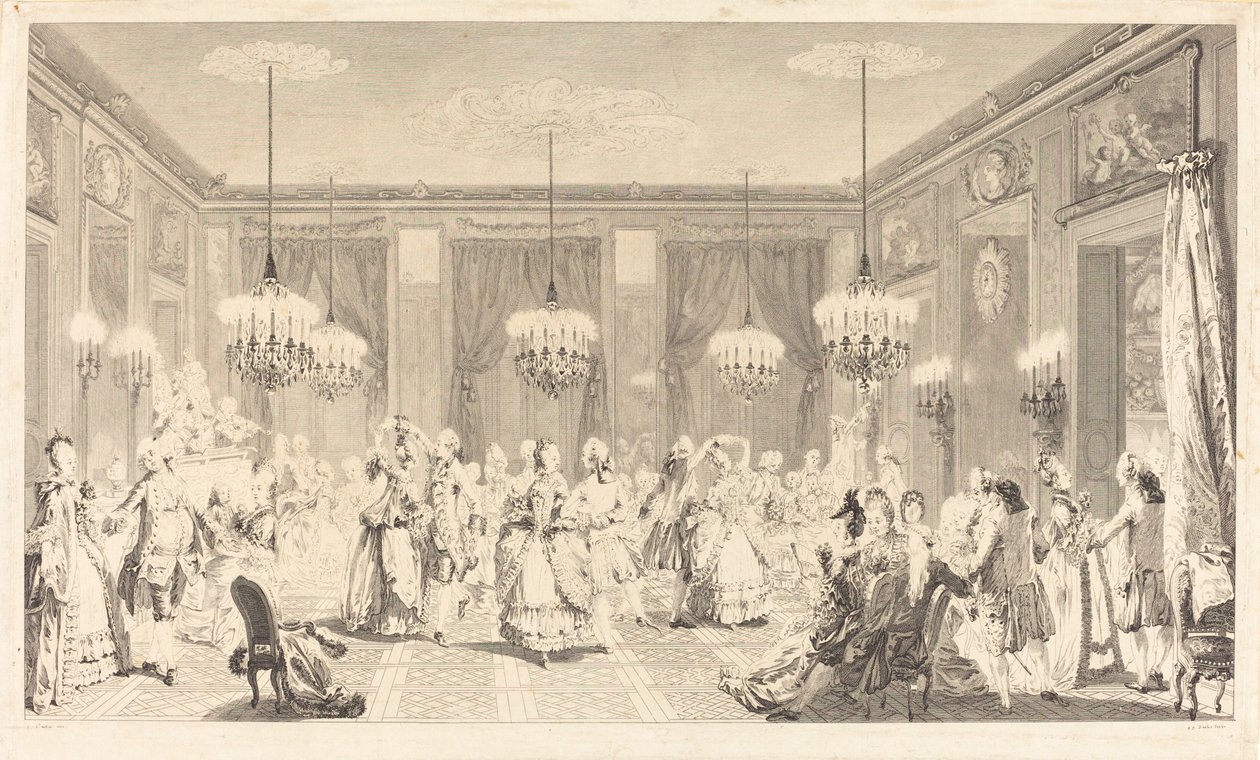 The Elegant Ball by Antoine Jean Duclos after Augustin de Saint Aubin