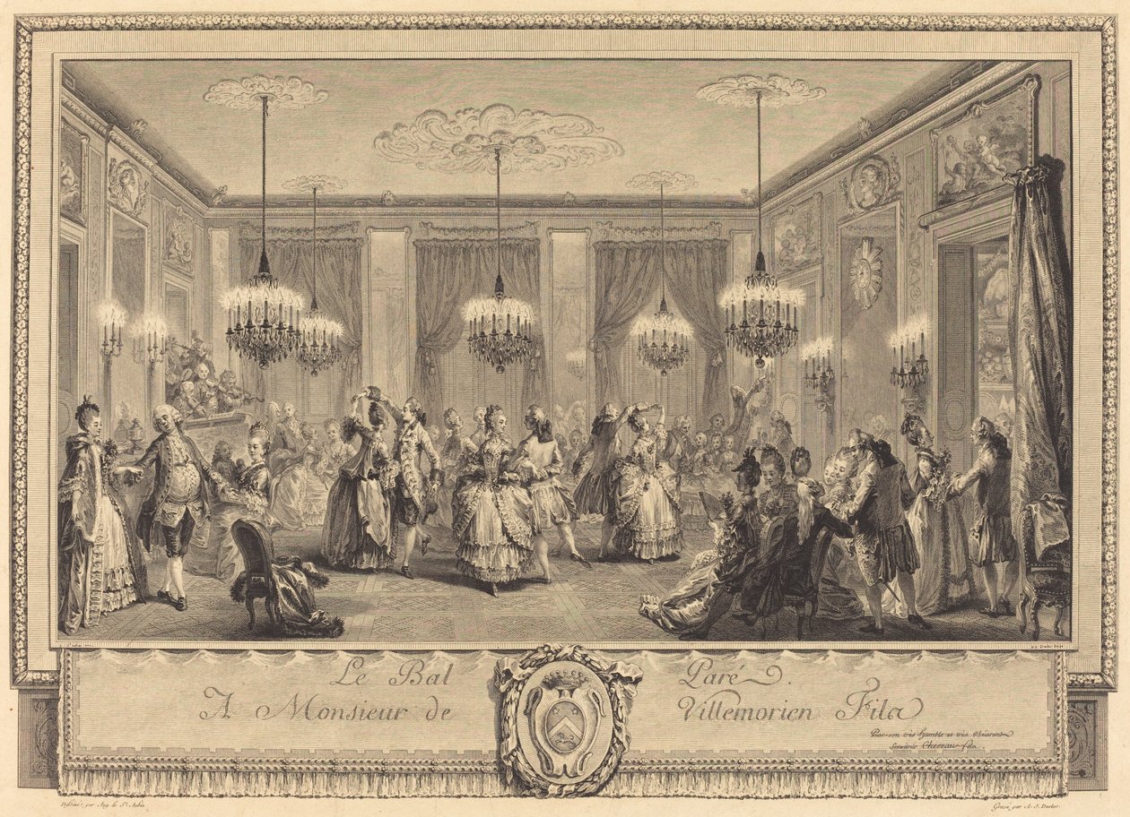 The Masked Ball by Antoine Jean Duclos after Augustin de Saint Aubin