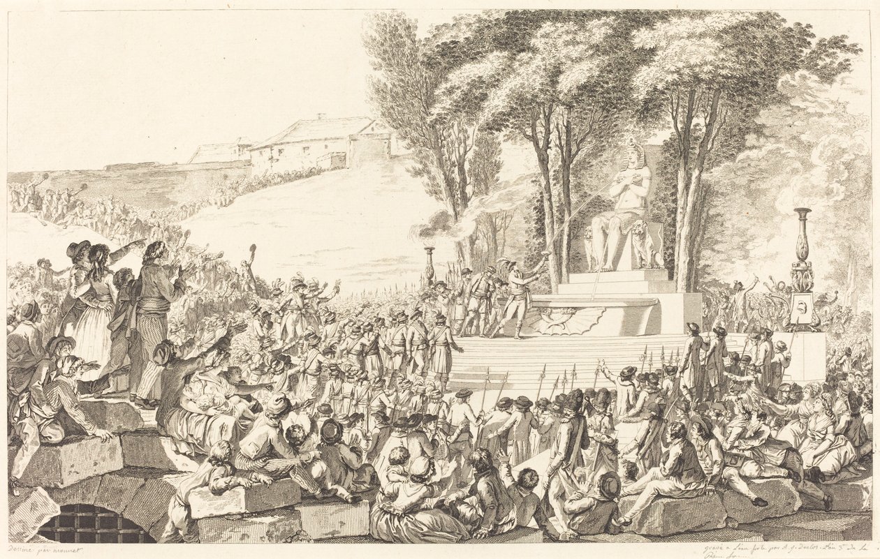 The Fountain of Regeneration on the Ruins of the Bastille, April 10, 1793 by Antoine Jean Duclos after Charles Monnet