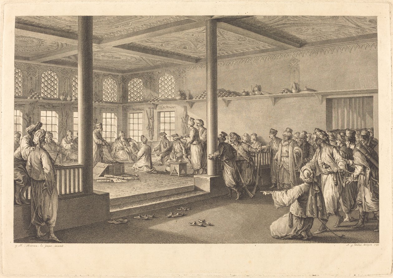 Reception of Choiseul-Gouffier at Hassan-Tchousch-Oglou by Antoine Jean Duclos after Jean Michel Moreau